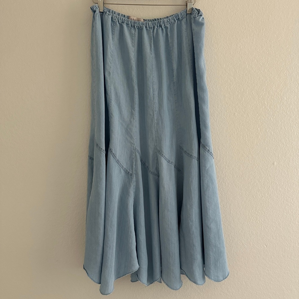 Philosophy Republic Clothing Maxi Skirt XL Light Blue Tencel Paneled Flowy Boho